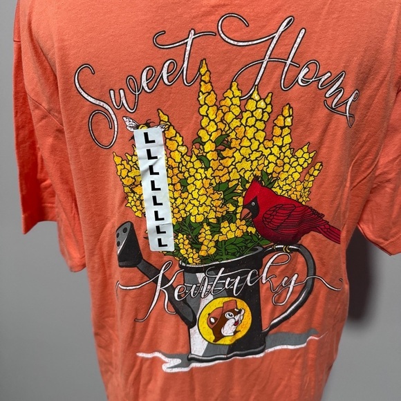 Buc-ees Sweet Home Kentucky Unisex T-shirt Orange Peach Flowers Cardinal Bird - Picture 4 of 5